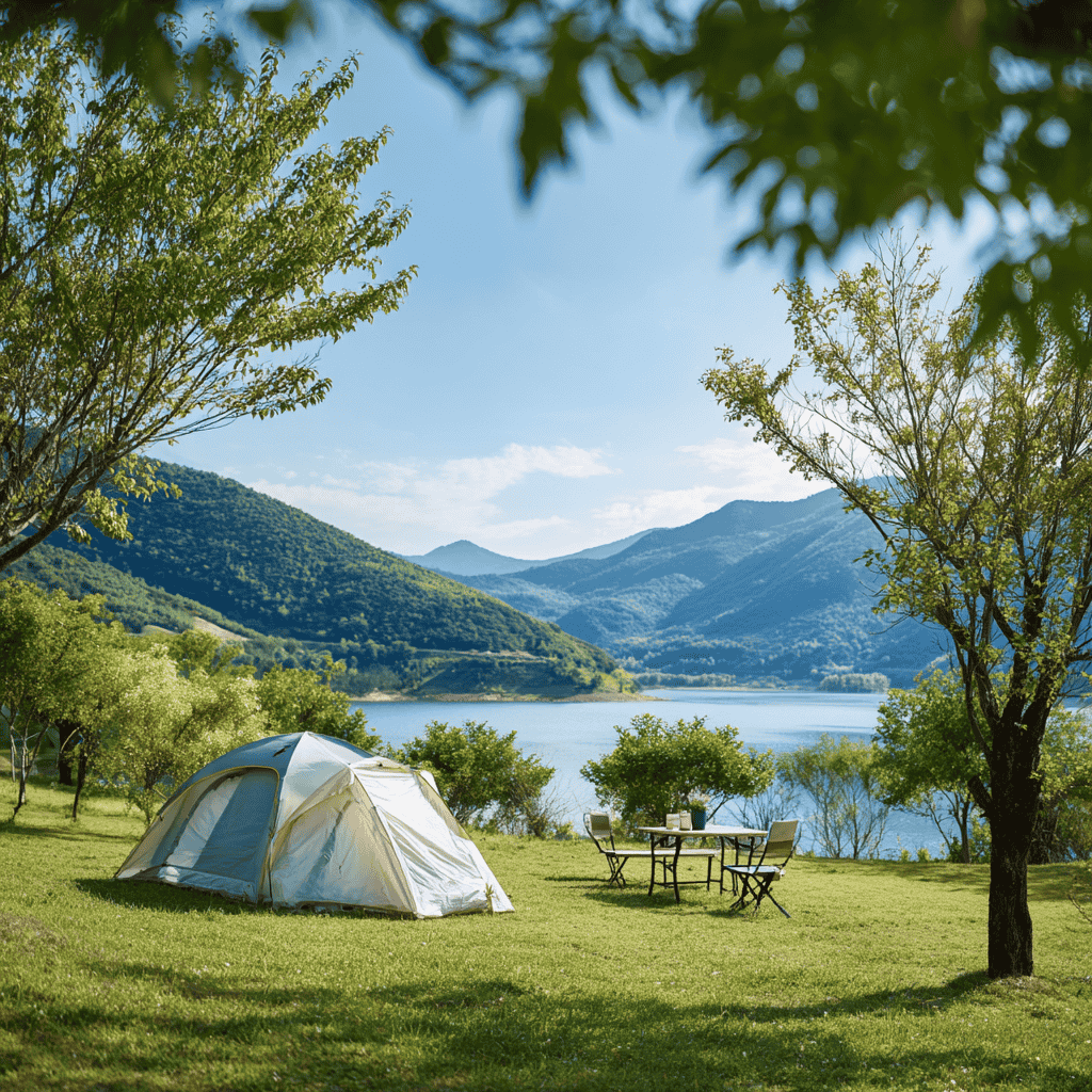 Eco-friendly campsite in the mountains